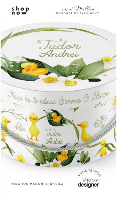 Cutie trusou cu ratusca pe lac si flori de margaritar pentru baiat Mac Mac 2